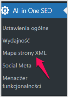 Menu Mapy strony XML - All in One SEO