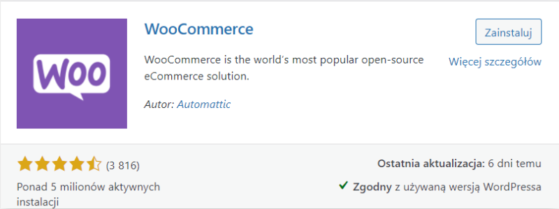 Wtyczka WordPress dla e-commerce - WooCommerce