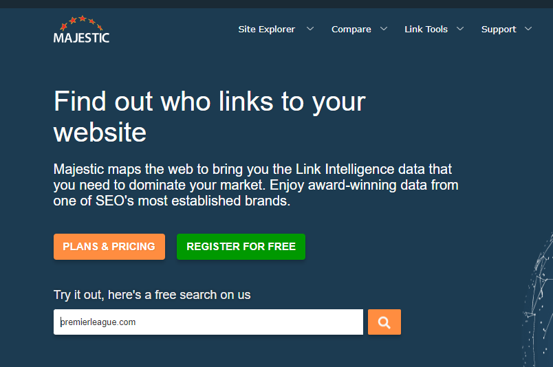 Majestic – panel wyszukiwania