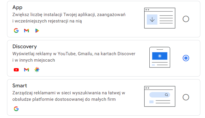 Google Ads – wybór typu kampanii