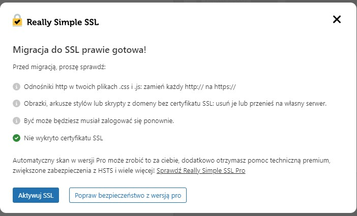 Konfiguracja wtyczki WordPress - Really Simple SSL
