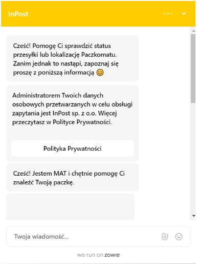  screen czatu ze strony inpost.pl