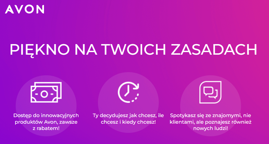   screen ze strony avon.pl na różowym tle 