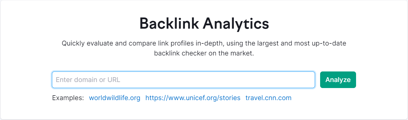  backlinks analytycs w narzędziu Semrash