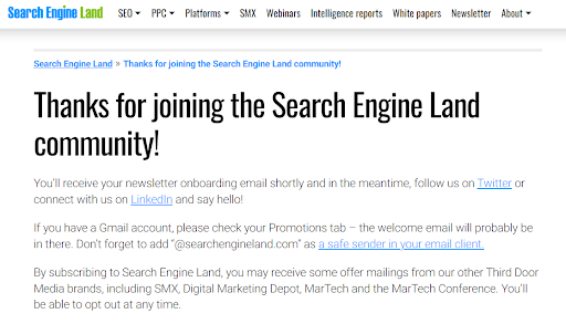  Search Engine Land – Thank You Page 