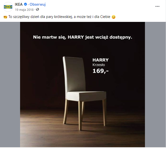 Facebook – reklama na profilu IKEA