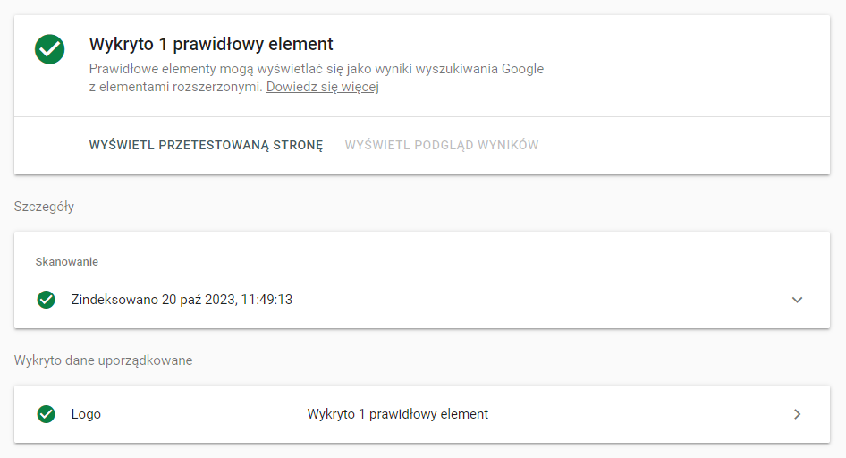 Analiza formatu danych strukturalnych w search.google.com