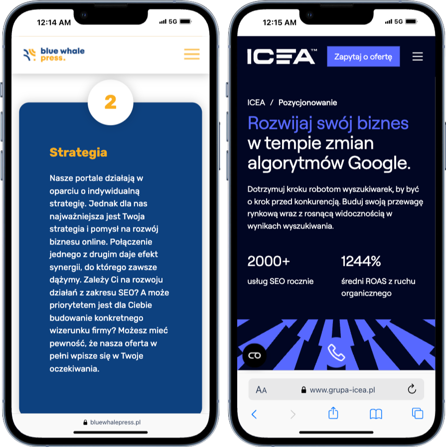 Czytelność treści i elementów klikalnych