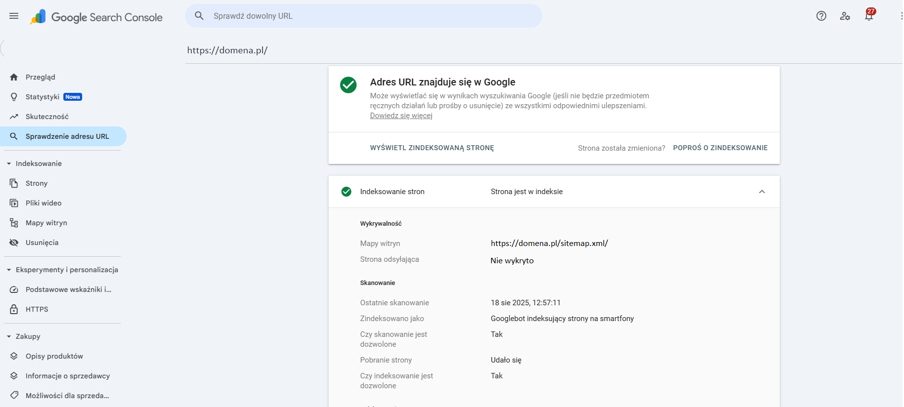 ponowne zaindeksowanie strony