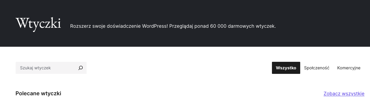 pl.wordpress.org - wyszukiwarka wtyczek