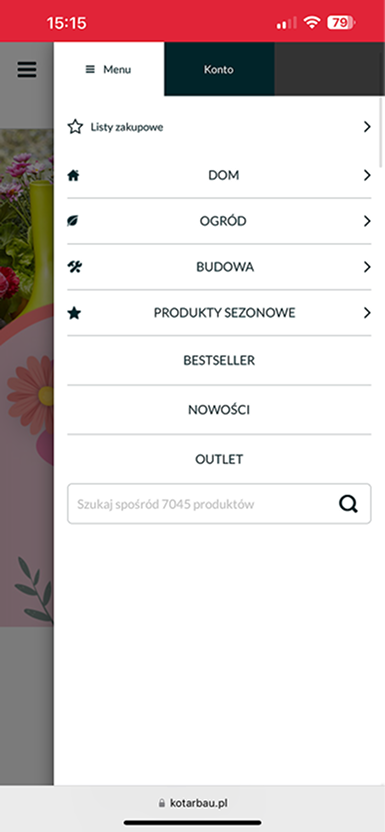 Poprzednia wersja mobile menu